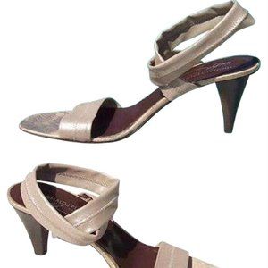 Couture Metallic Sandal Shoe Crepe Elastic Ankle